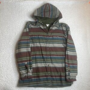 L.L. Bean Hooded Jacket-Women's Stripes-Longer-All Seasons xl Cotton-#506146